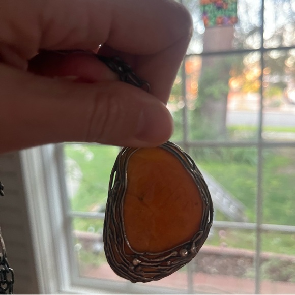 Vintage European Baltic Amber and Sterling Silver Necklace - One Of A Kind! - Picture 5 of 8